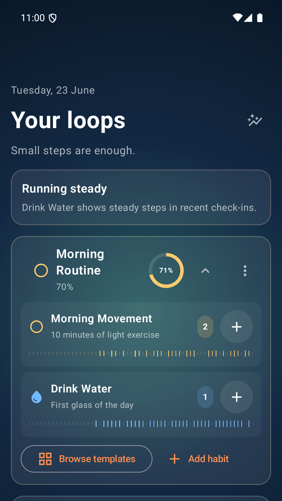 DopaLoop Android dashboard